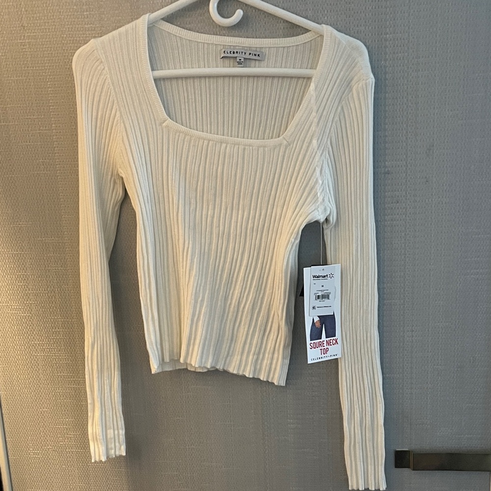 White Square Neck Top